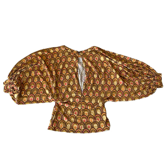 Emilio Pucci Peacock Logo Print SS Puff Sleeve Top