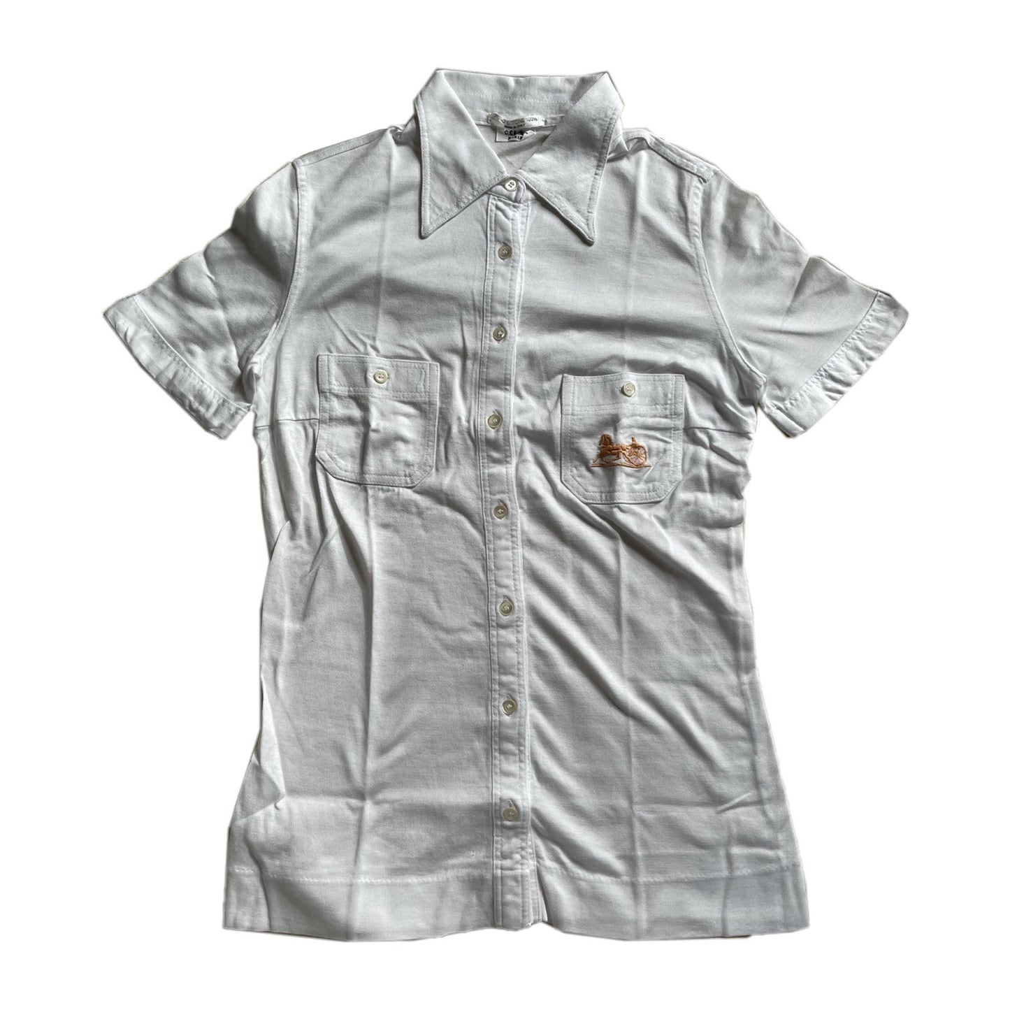 Celine Button Down Logo Pocket Short Sleeve Shirt