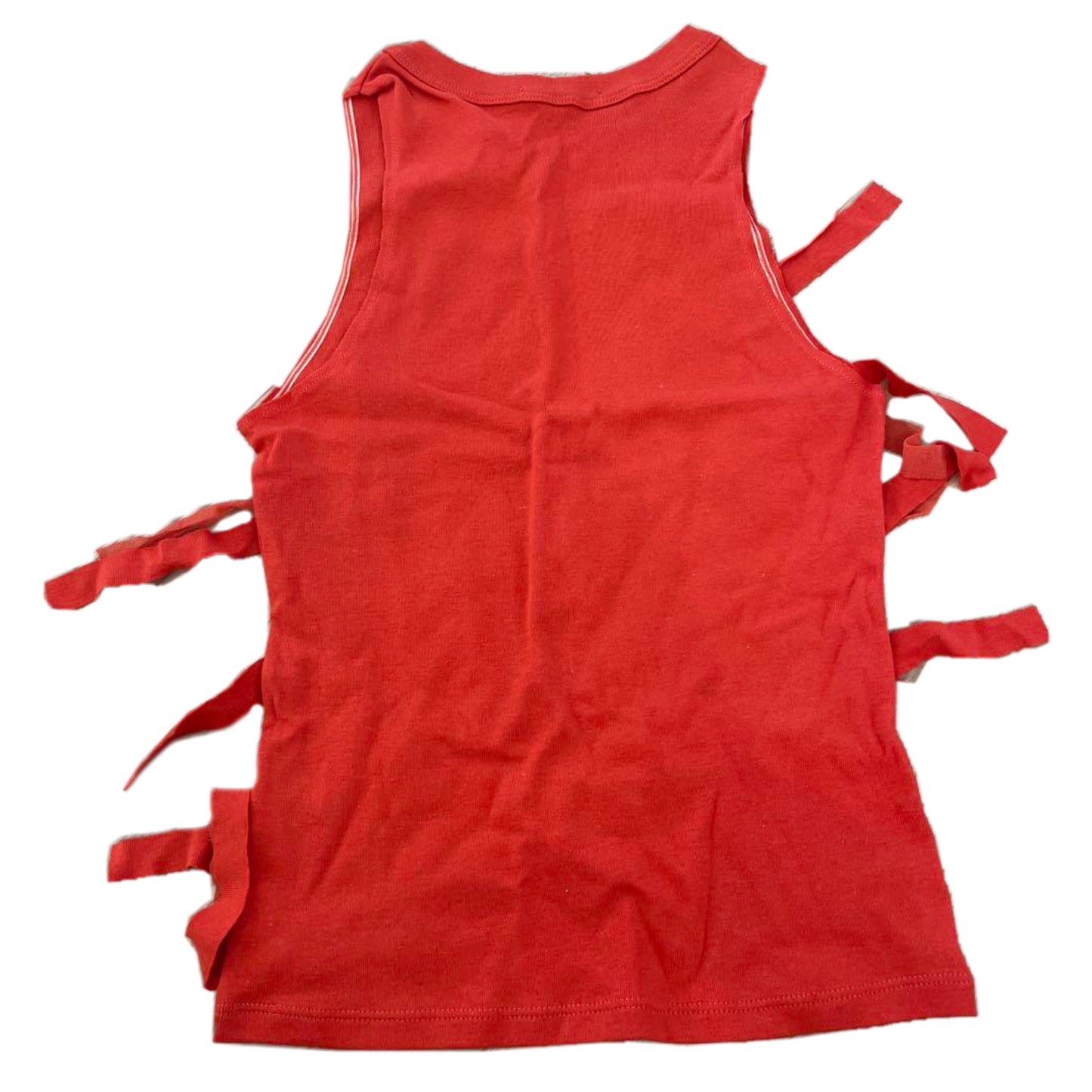 Sisley Diagonal Fray Ruffle Stripe Tank Top