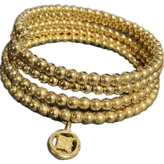 Givenchy Gold Plated Multi Layered Snake Bead w logo Bangle