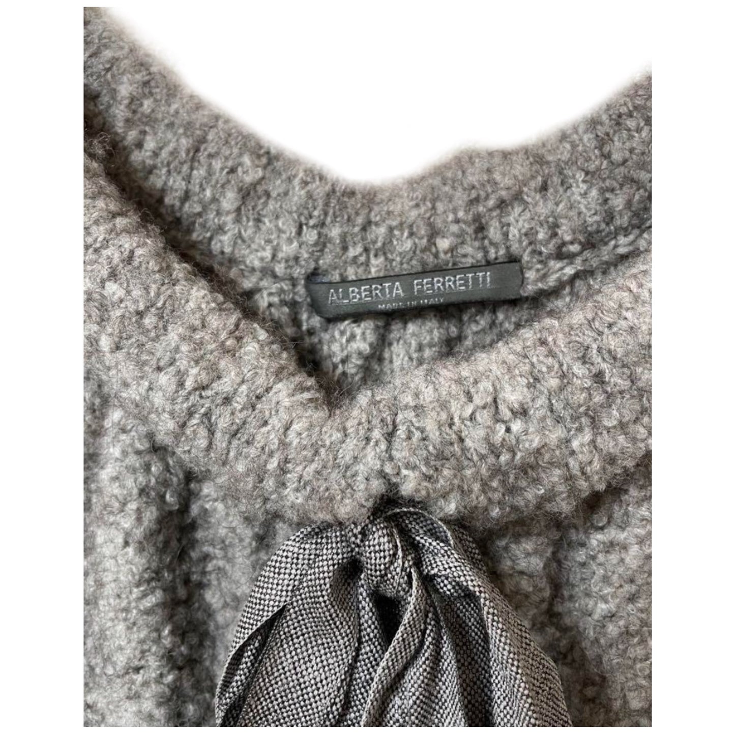 Philosophy by Alberta Ferretti Grey Sailor Neck SS Knit w Ribbon