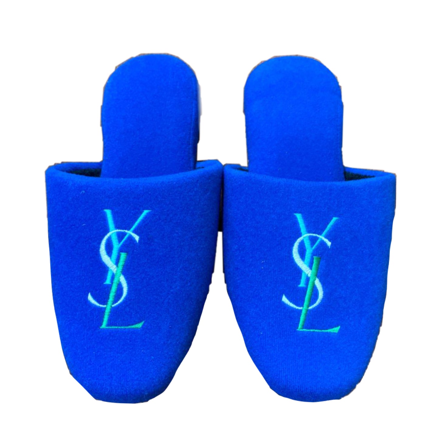 Yves Saint Laurent Electric Blue Logo House Slippers