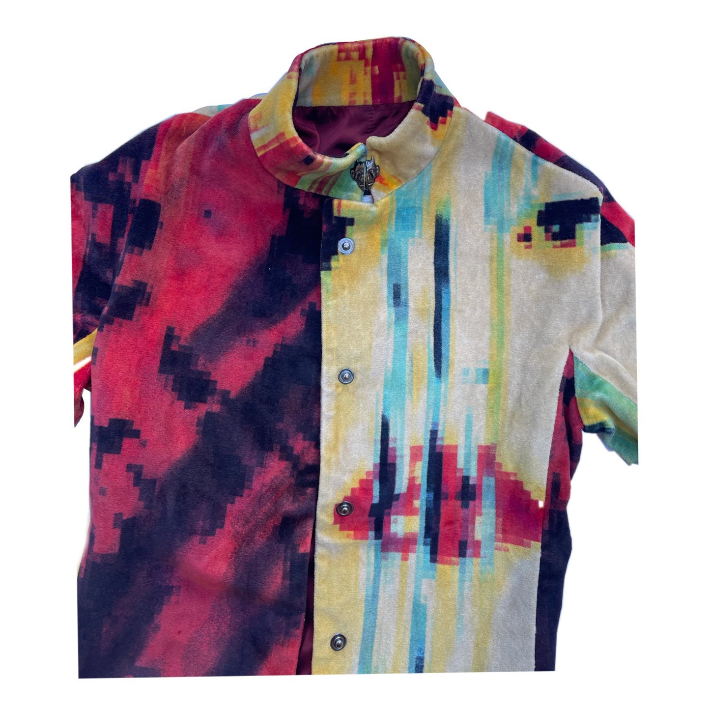 Roberto Cavalli Digital Graphic Print Velvet Mock Neck Jacket