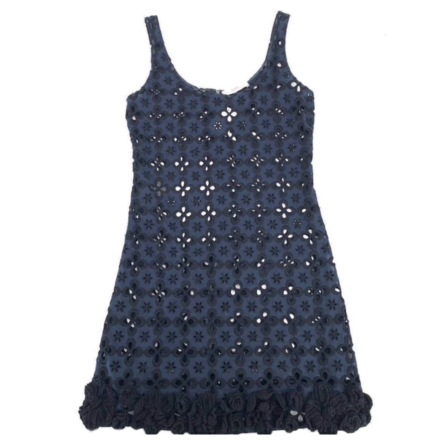 Prada Floral Lace Scoop Neck Sless Mini Dress w Slip