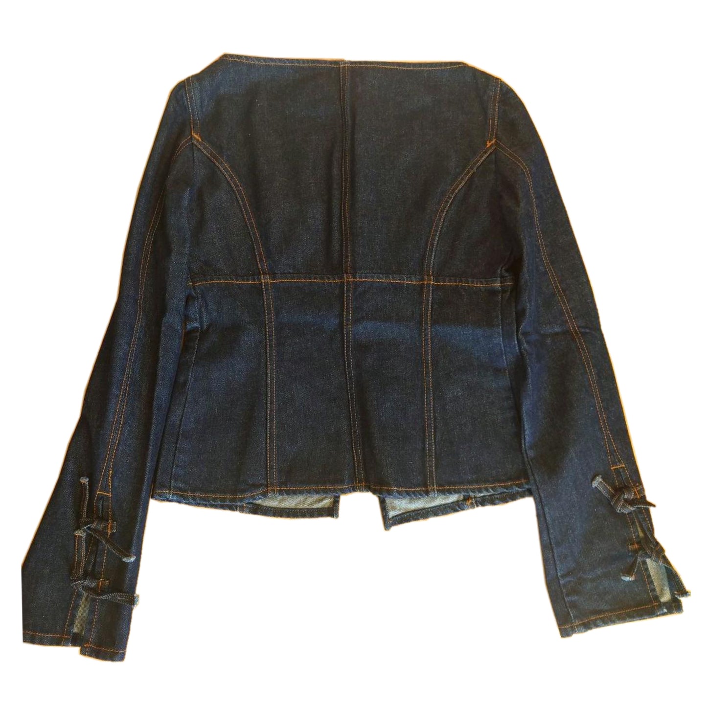 Valentino LS Denim Cropped Bow Jacket