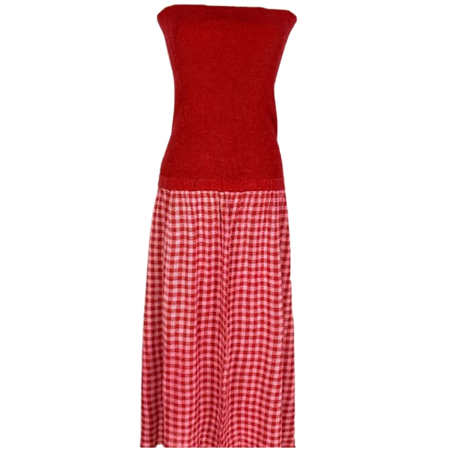 Kenzo Pink Red Stripe Over Shoulde Knit Top Dress/Skirt Set
