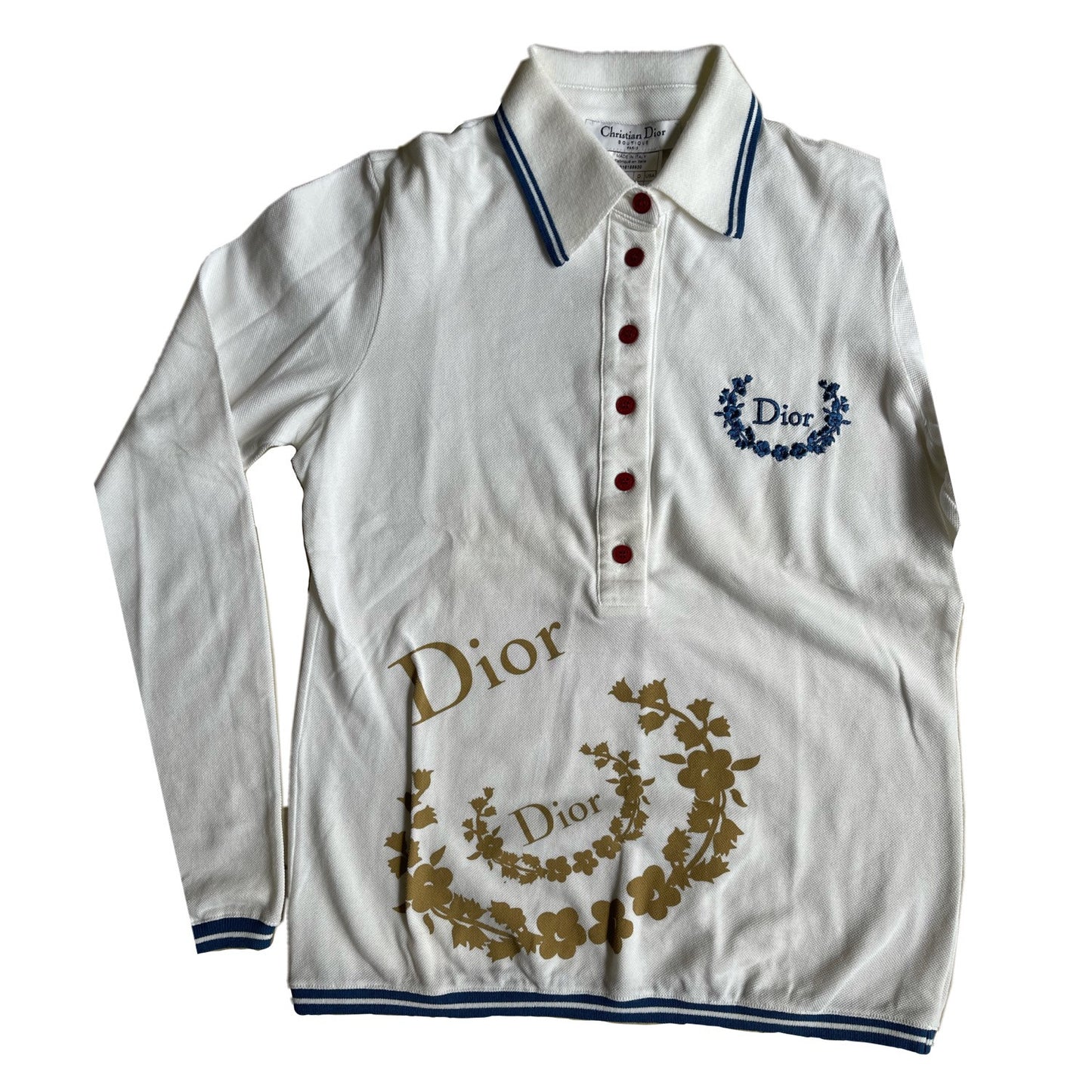 Christian Dior Logo Long Sleeve Polo