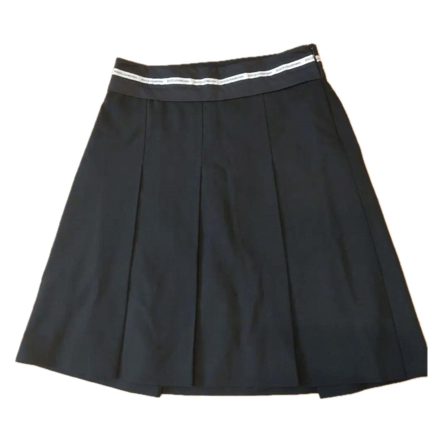 Dolce & Gabbana Logo Waist band Pleated Mini Skirt