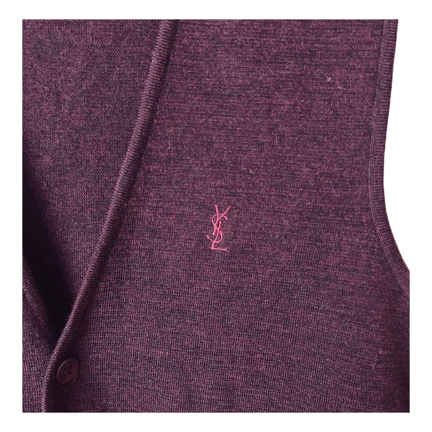 Yves Saint Laurent Homme Logo Knit Button Down V Neck Vest
