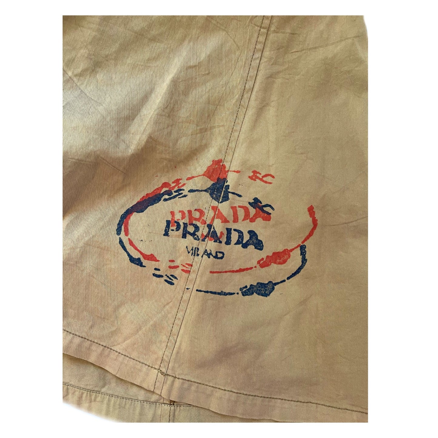 Prada Twill Paint Logo Circle Midi Skirt