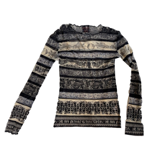 Jean Paul Gaultier Classique Mesh Tribal Logo LS Top