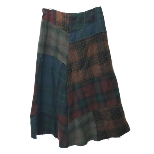 Junya Watanabe Comme Des Garcons Multi Plaid Patchwork Midi Skirt