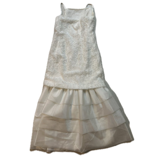 Balenciaga Mode Fluffy Square Neck Spaghetti Pearl Strap w Layered Skirt Dress