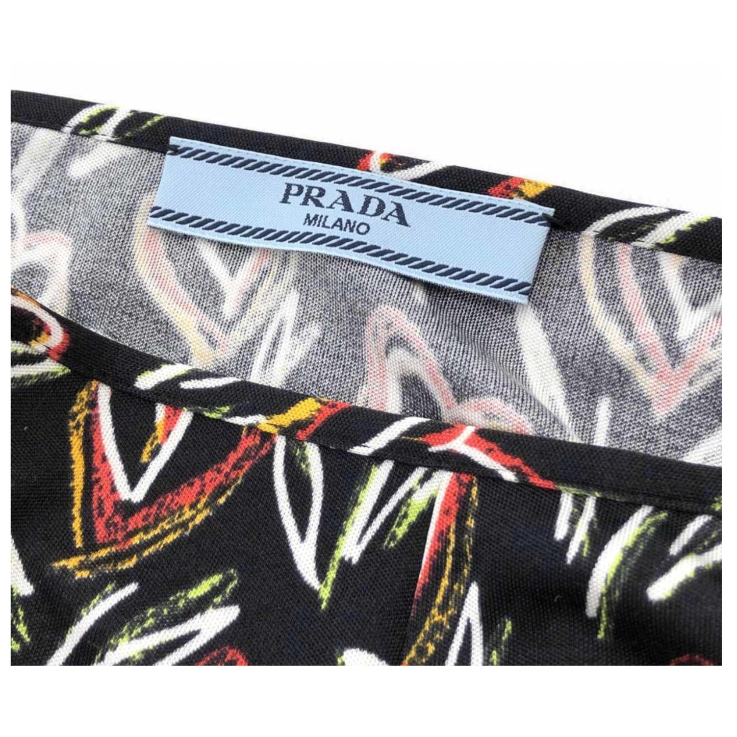 Prada Scribble Heart Flower Silk Midi Skirt