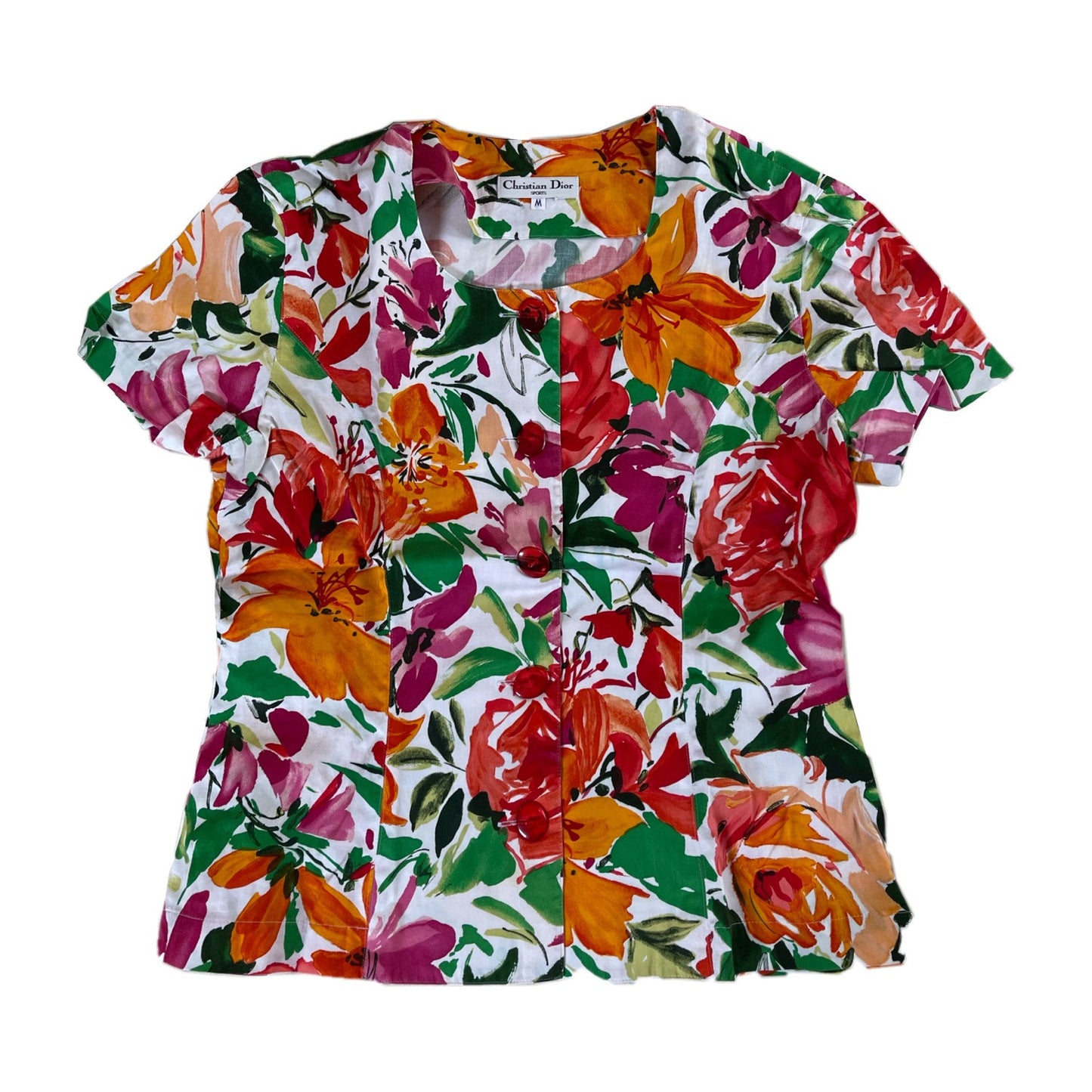 Christian Dior Sports Floral Button Down SS Blouse