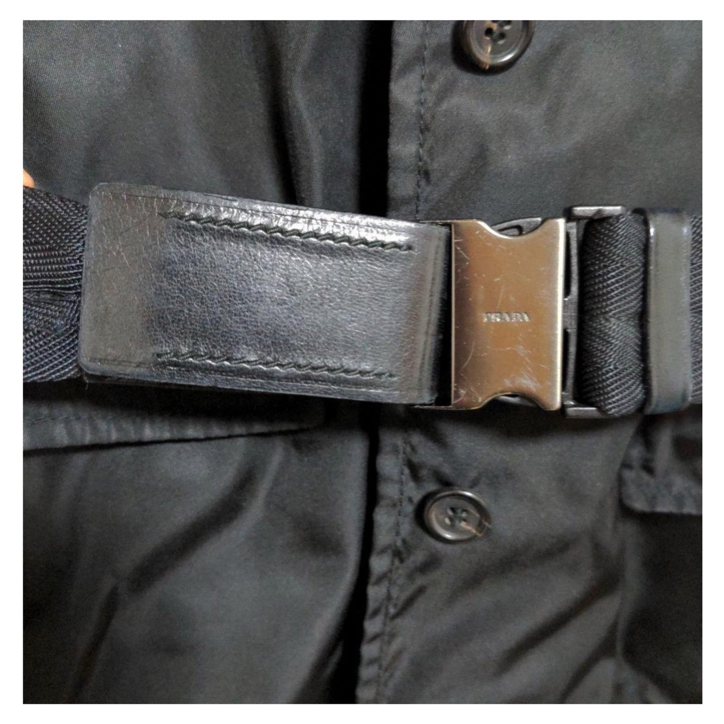 Prada Nylon Button Down Coat w Matching Belt
