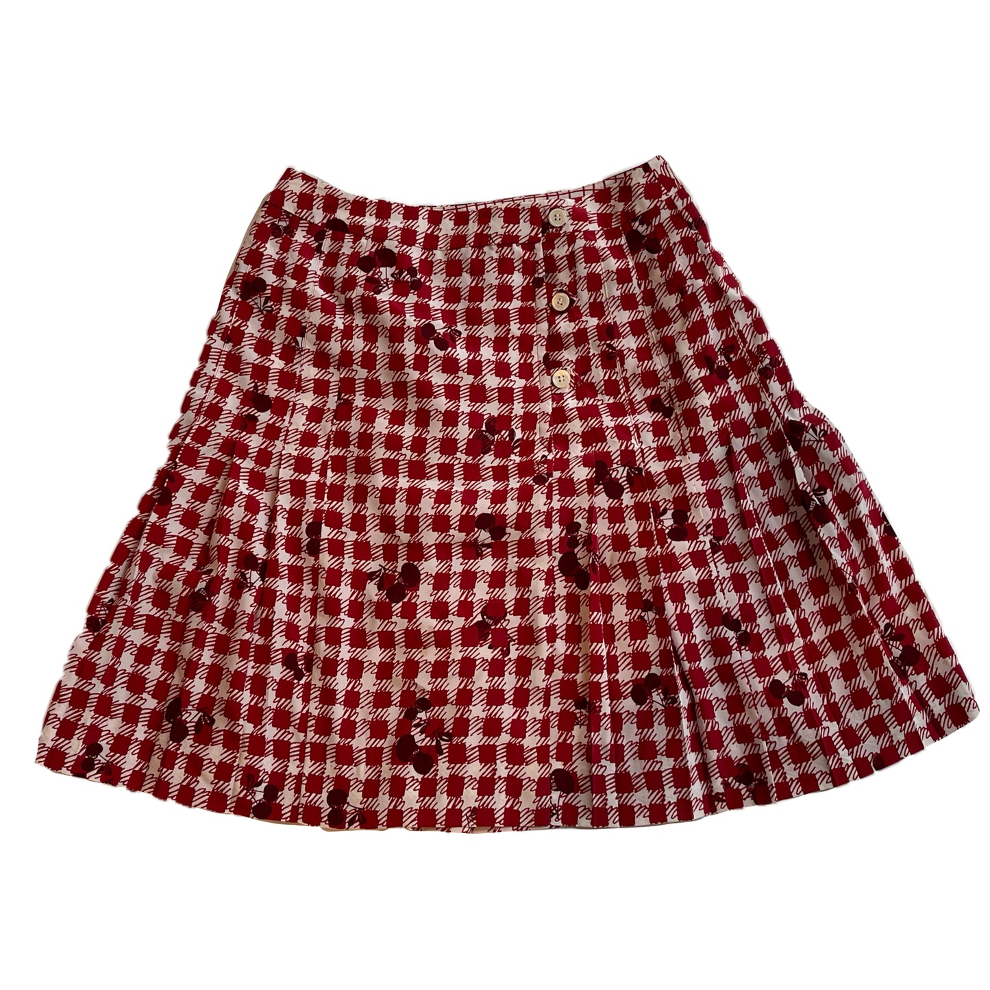 Sonia Rykiel Cherry Checkered Pleated Skirt