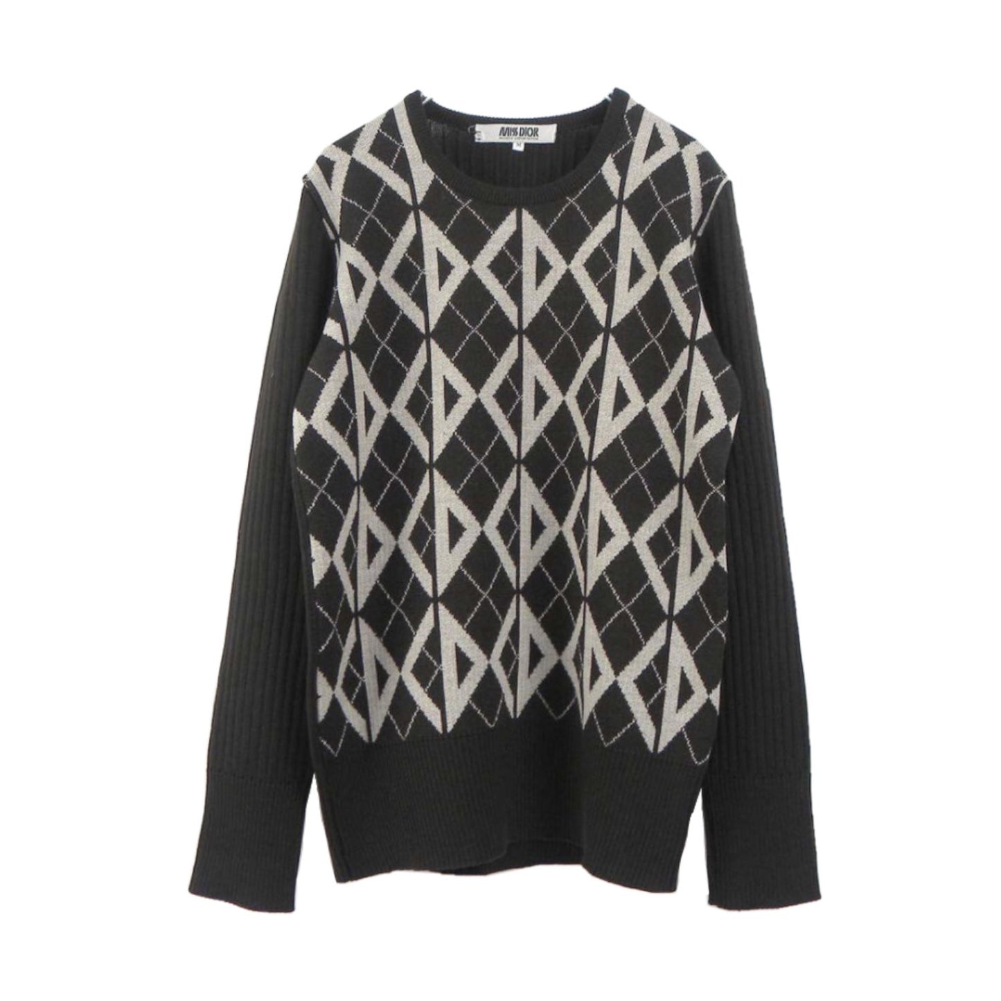 Miss Dior CD Logo Argyle Knit Sweater