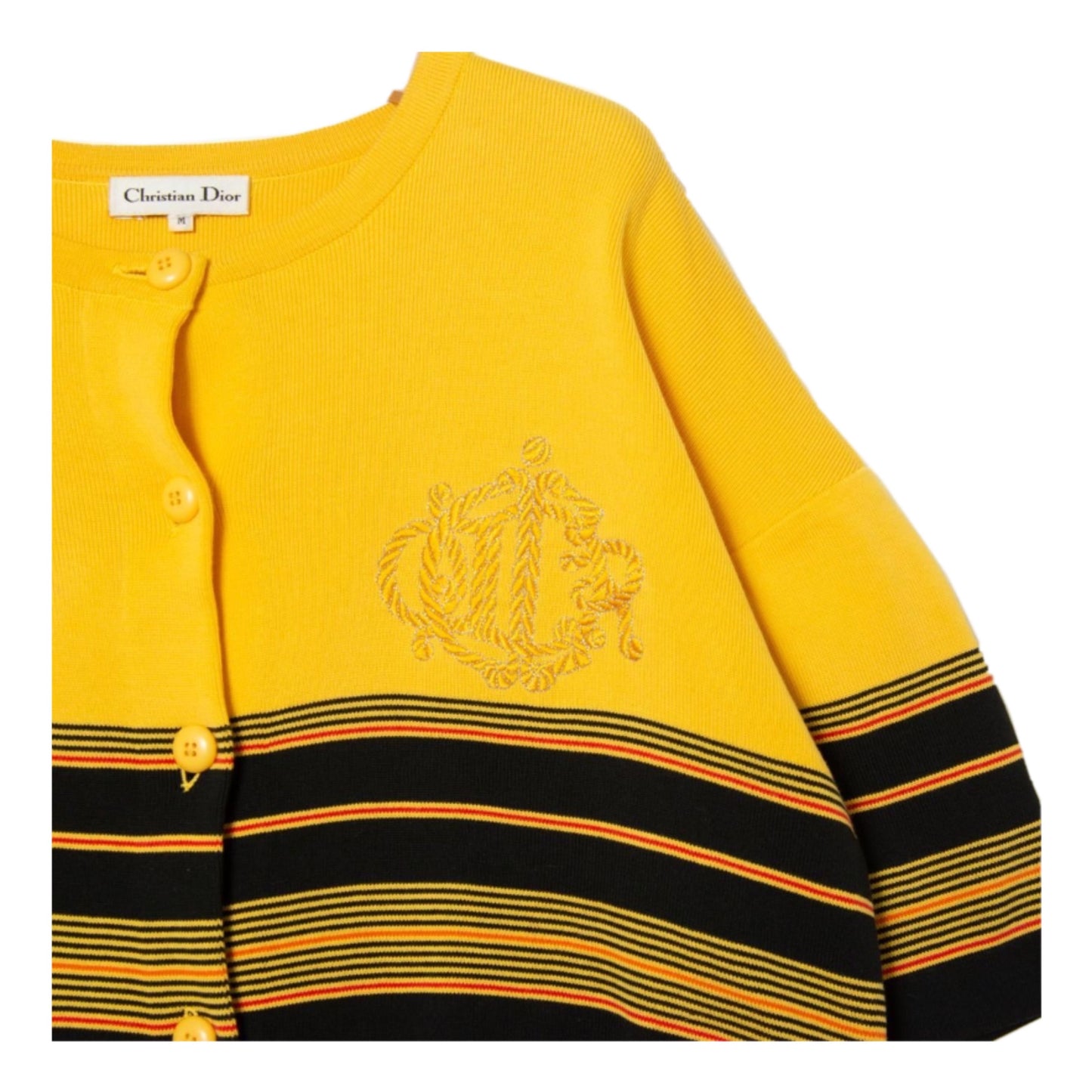 Christian Dior Logo Stripe Oversized SS Knit Cardigan