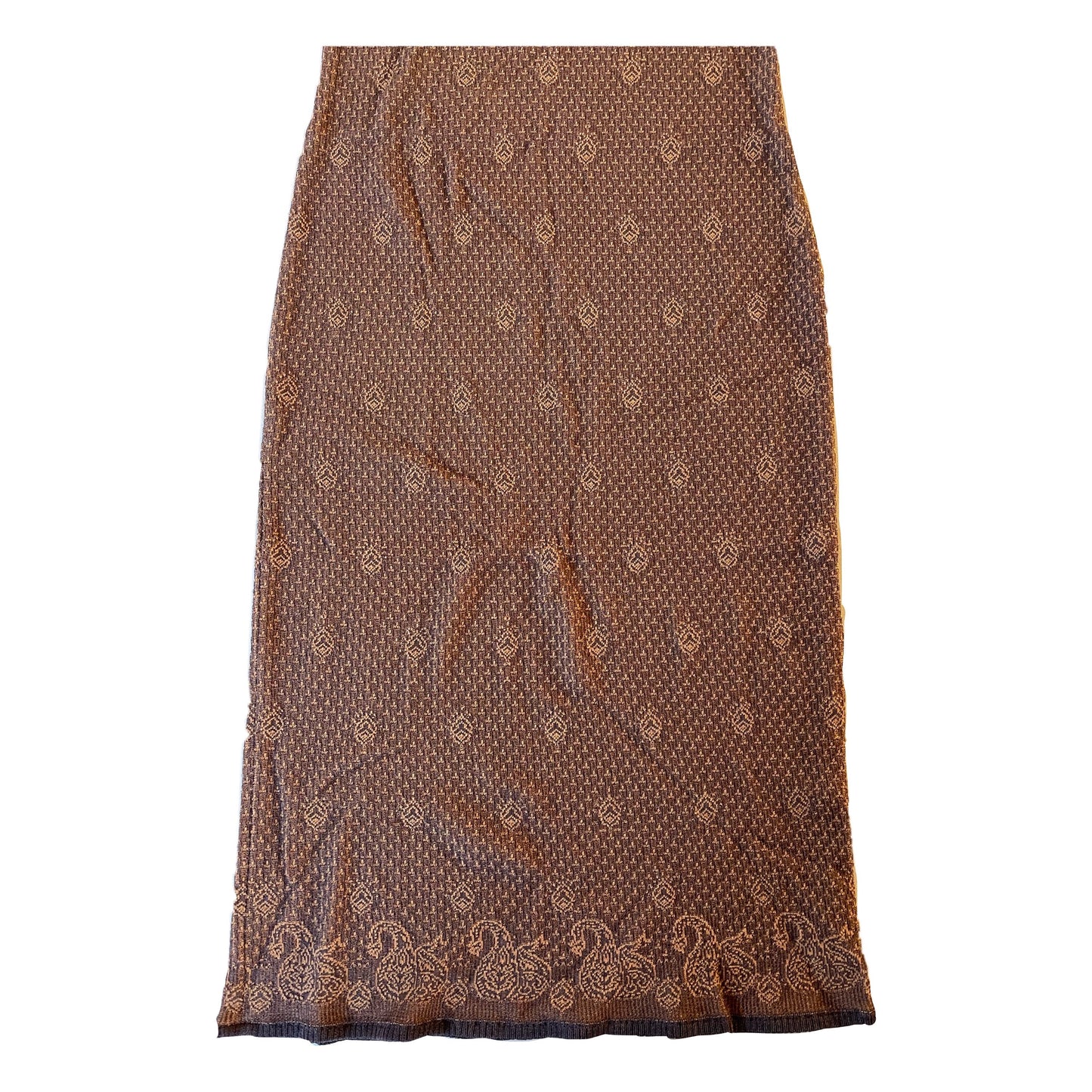 Yves Saint Laurent Paisley Mock Neck Knit Sless Maxi Dress