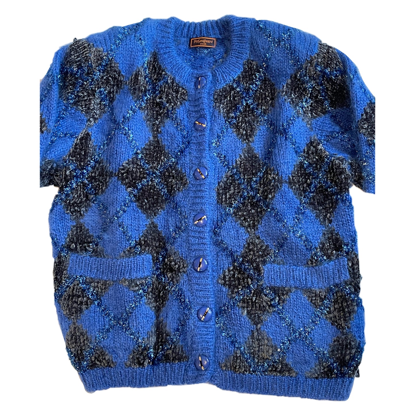 Yves Saint Laurent Argyle Tinsel Fluffy Cardigan