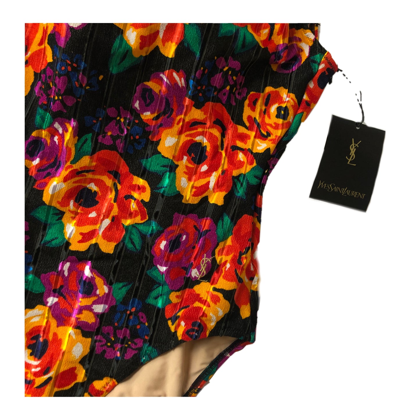 Yves Saint Laurent Floral One Piece YSL Logo Swimsuit
