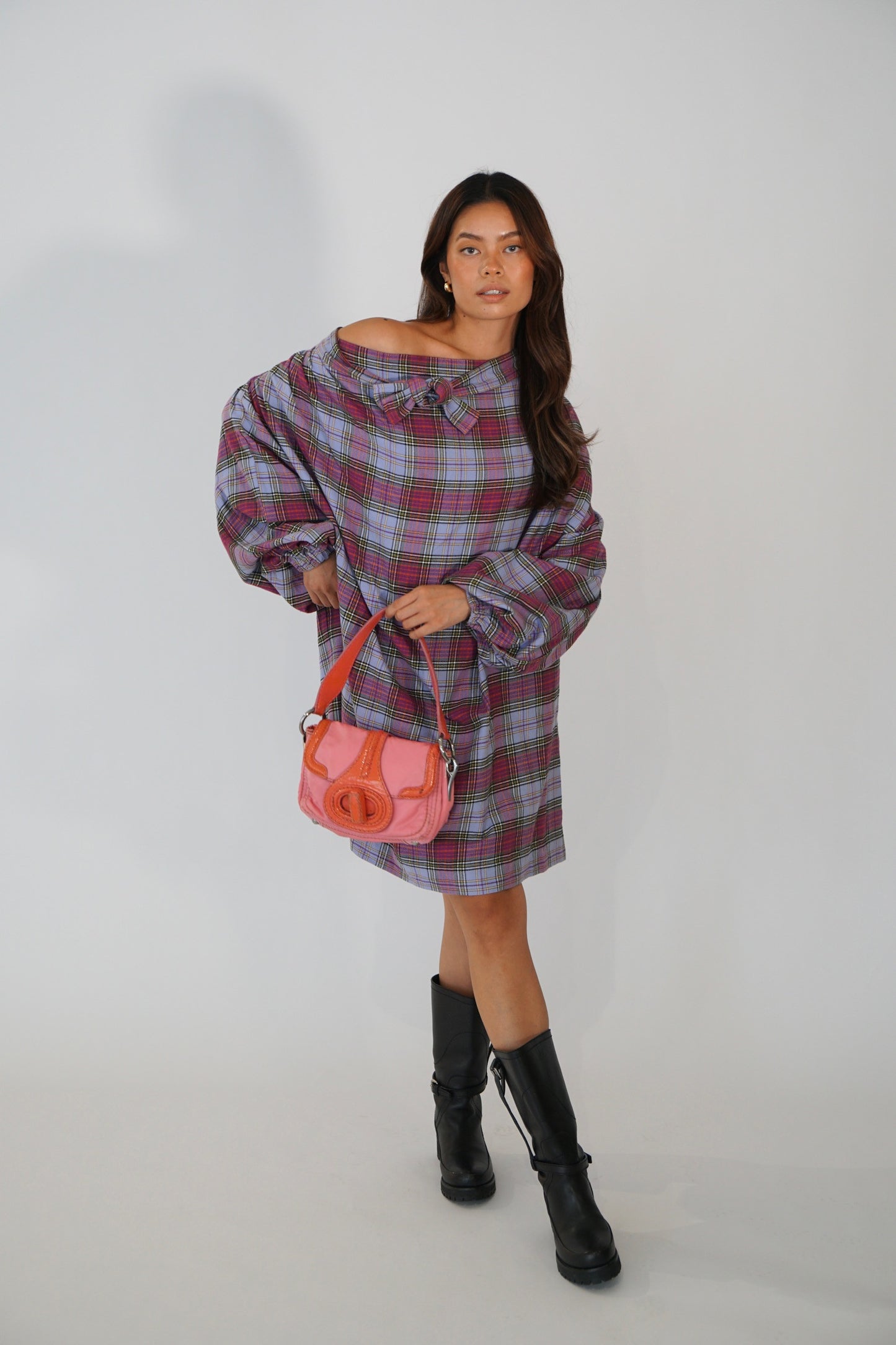 Vivienne Westwood Plaid Oversized Balloon LS Dress