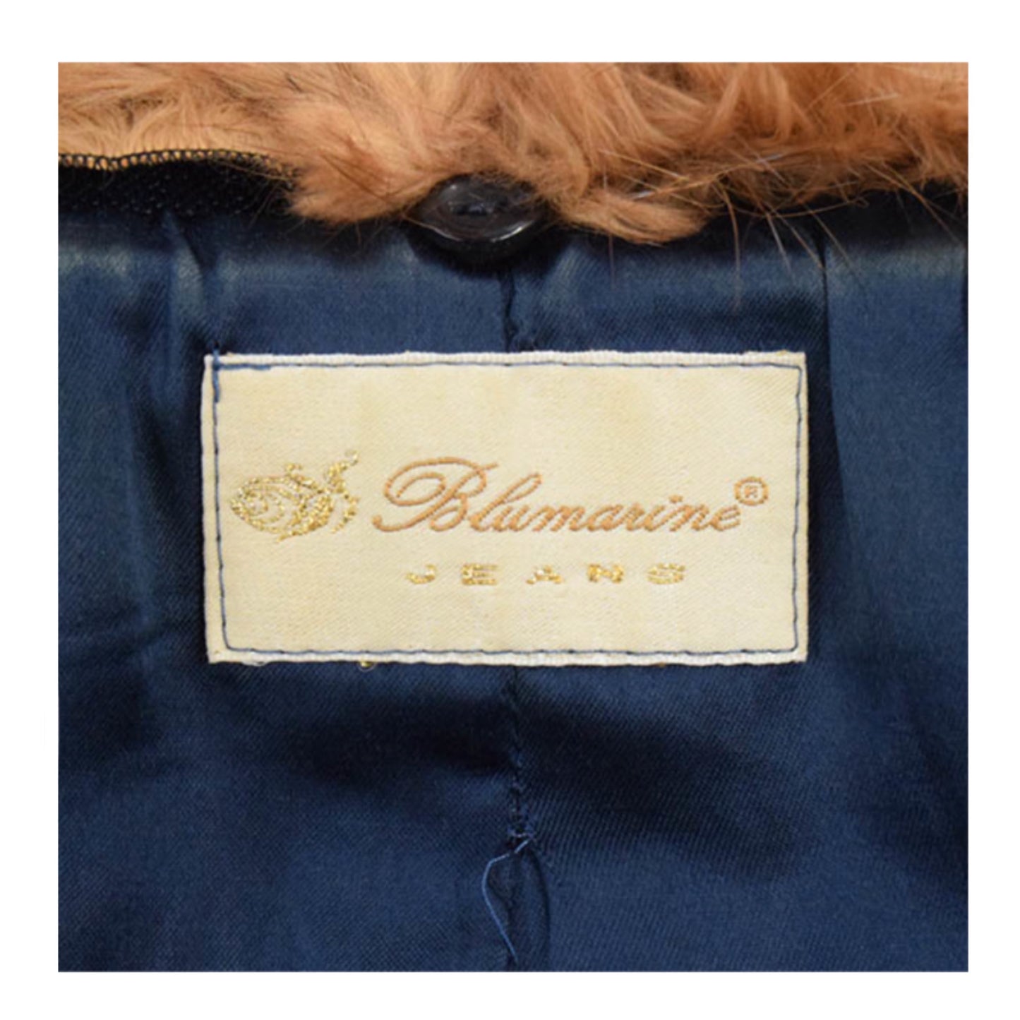 Blumarine Fur Collar Diamante Logo Pocket Zip Denim Jacket
