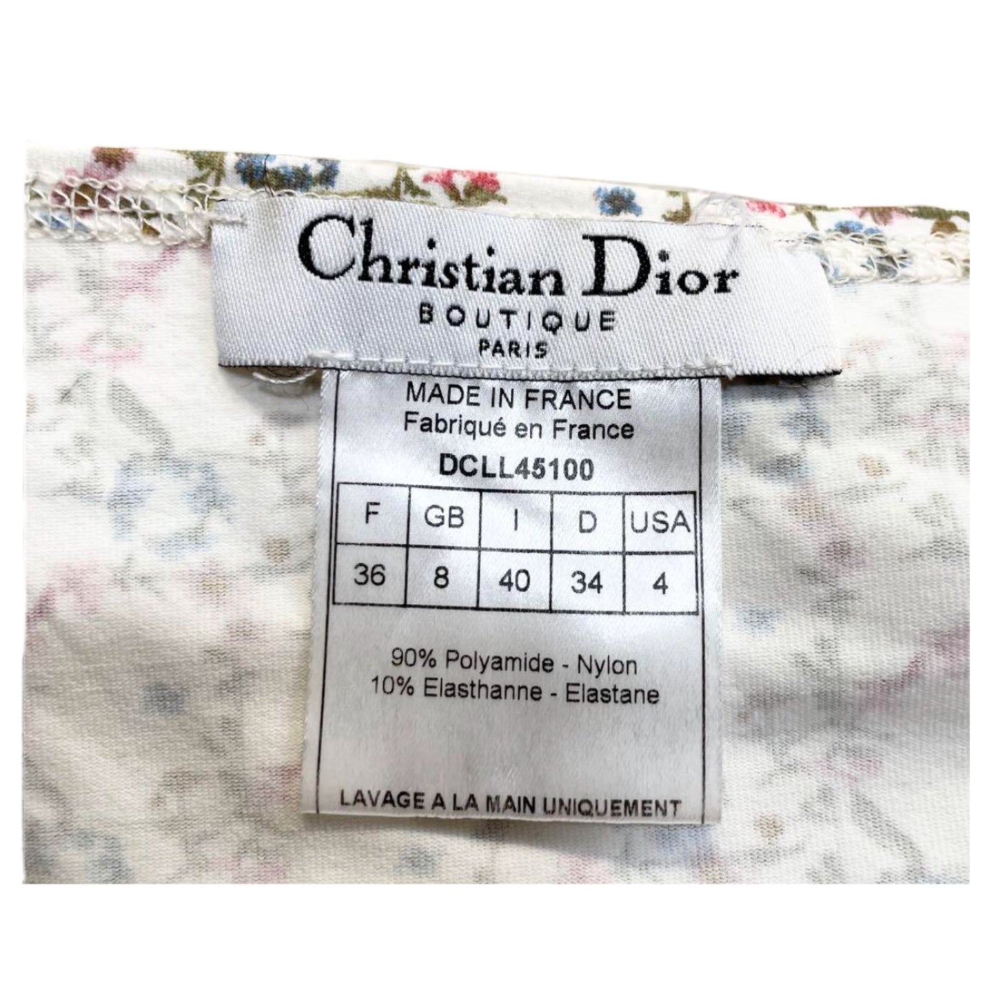 Christian Dior Floral Trotter Logo Boat Neck LS Top