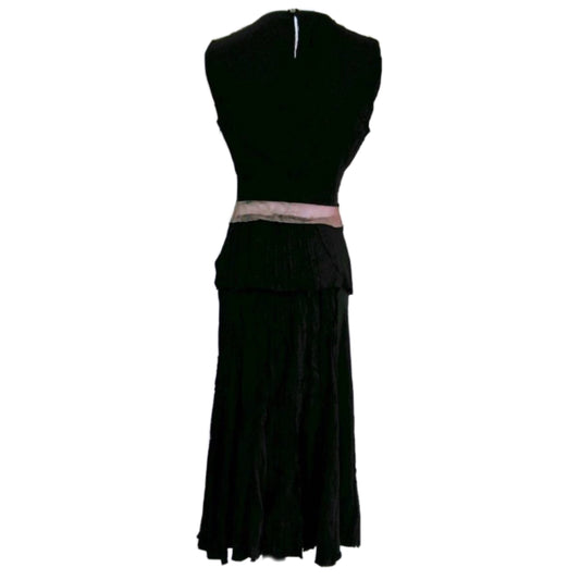 Prada Raw Edge Vertical Ruffle Pleat Midi Skirt Top Set