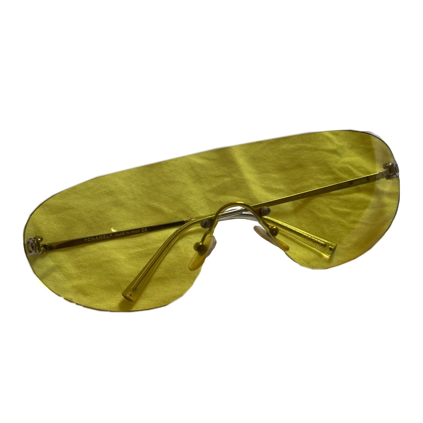 Chanel Yellow Tint CC Logo Shield Sunglasses