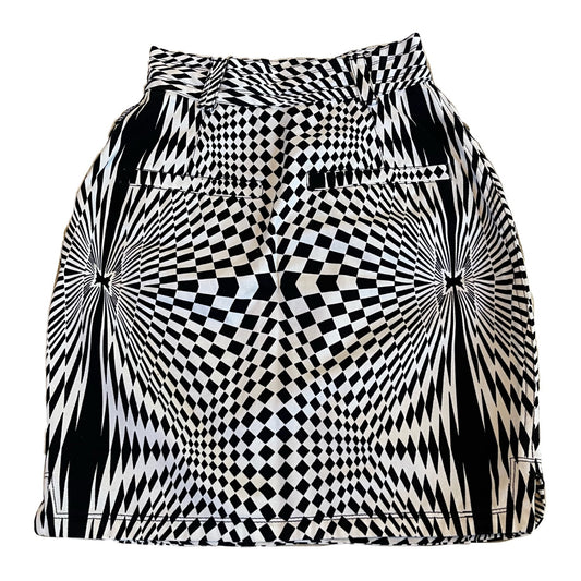 Versace Jeans Couture Psychedelic Checkered Denim Mini Skirt
