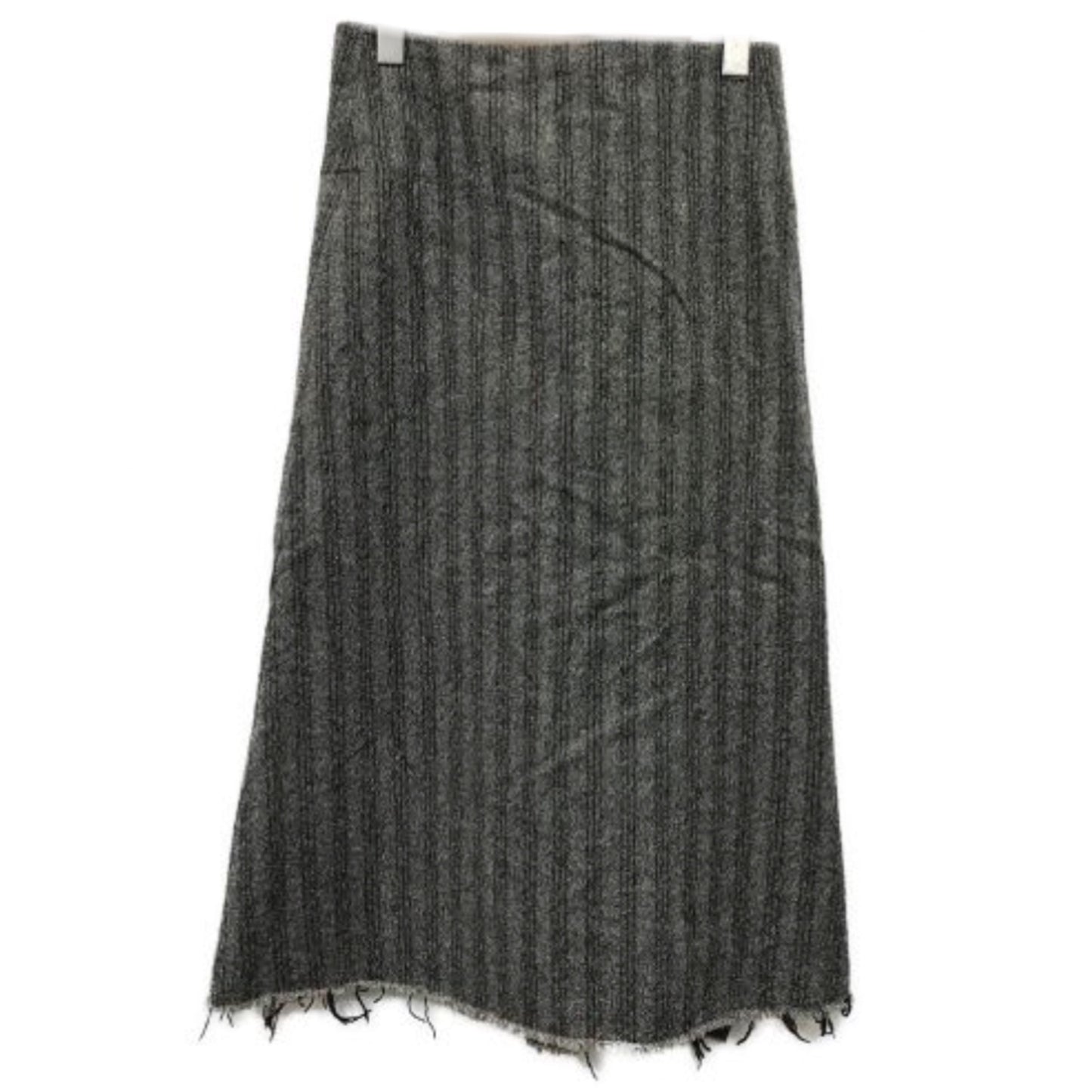 Tricot Comme Des Garcons Stripe Wool Raw Zipper Midi Skirt