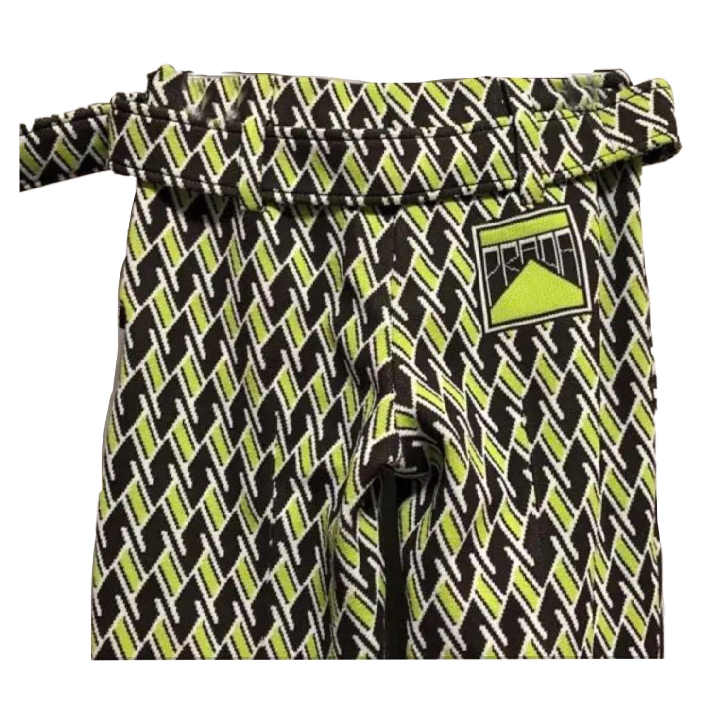 Prada Ski Knit Tile Print Belt Flare Pants