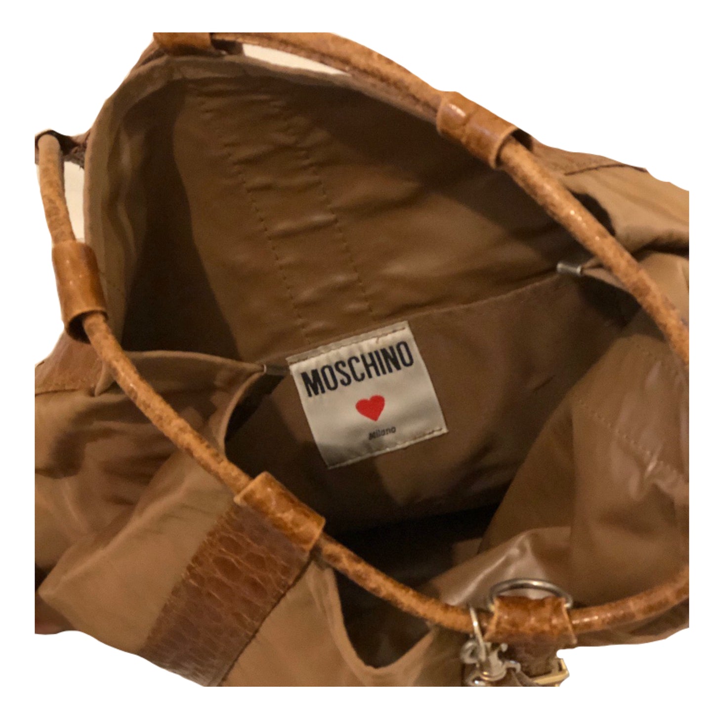 Moschino Tan Nylon/Leather One Shoulder Backpack