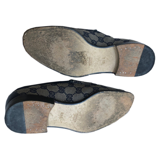 Gucci Navy Canvas Monogram Loafers
