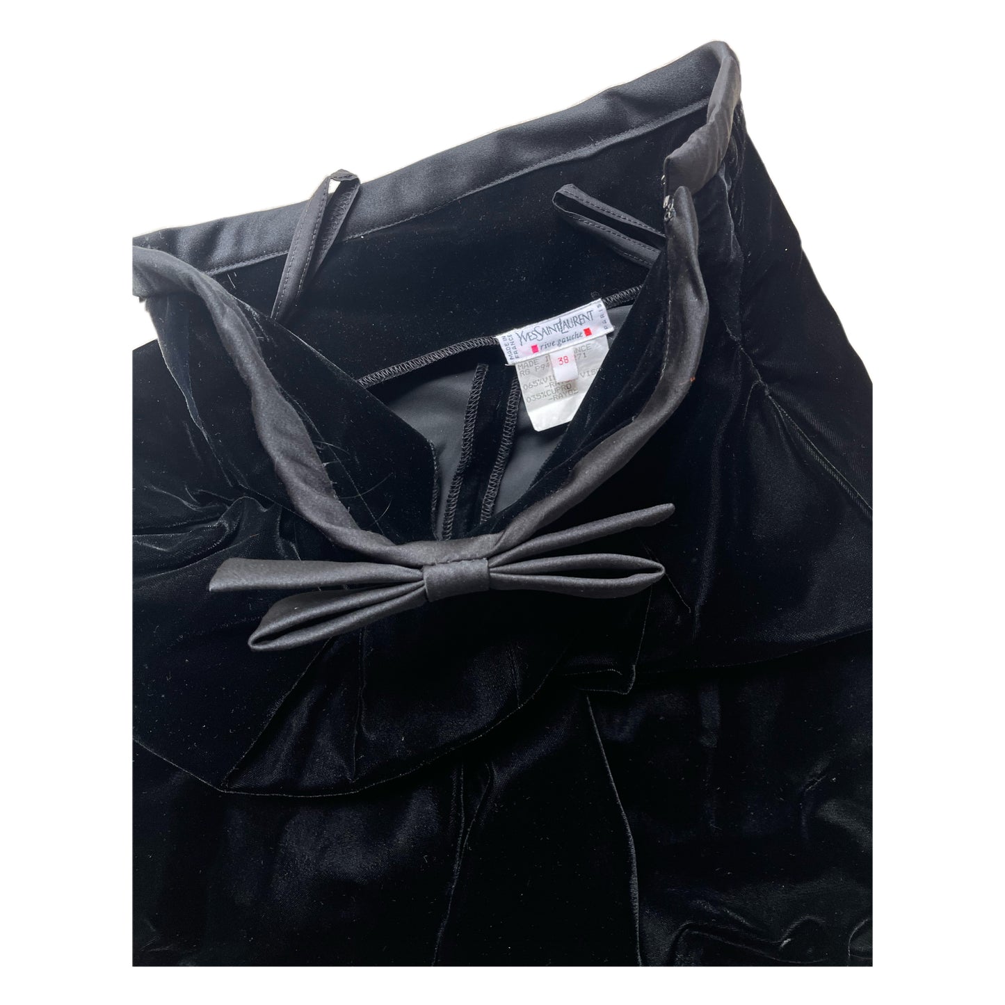 Yves Saint Laurent Velvet High Waist Wide Leg Bow Pants