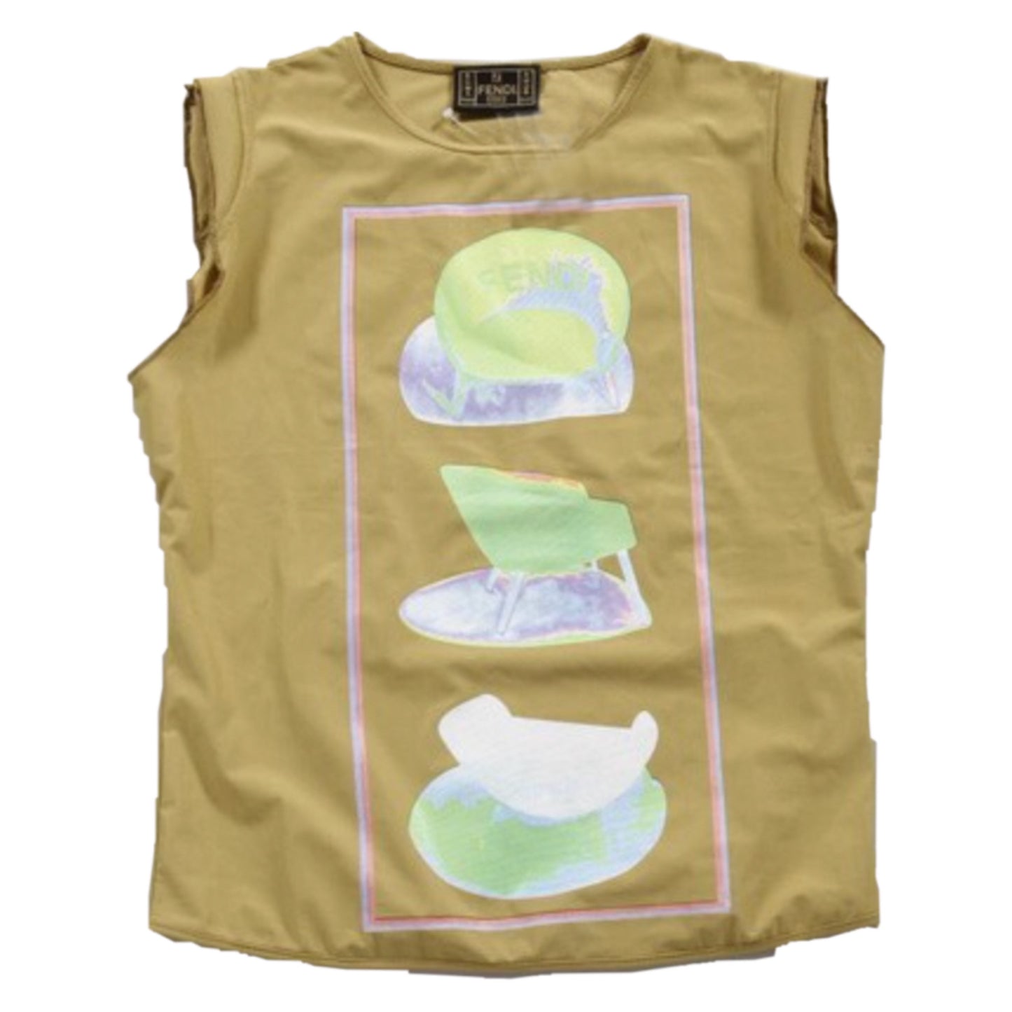 Fendi Graphic Muscle Tee w Mini Shoulder Pads