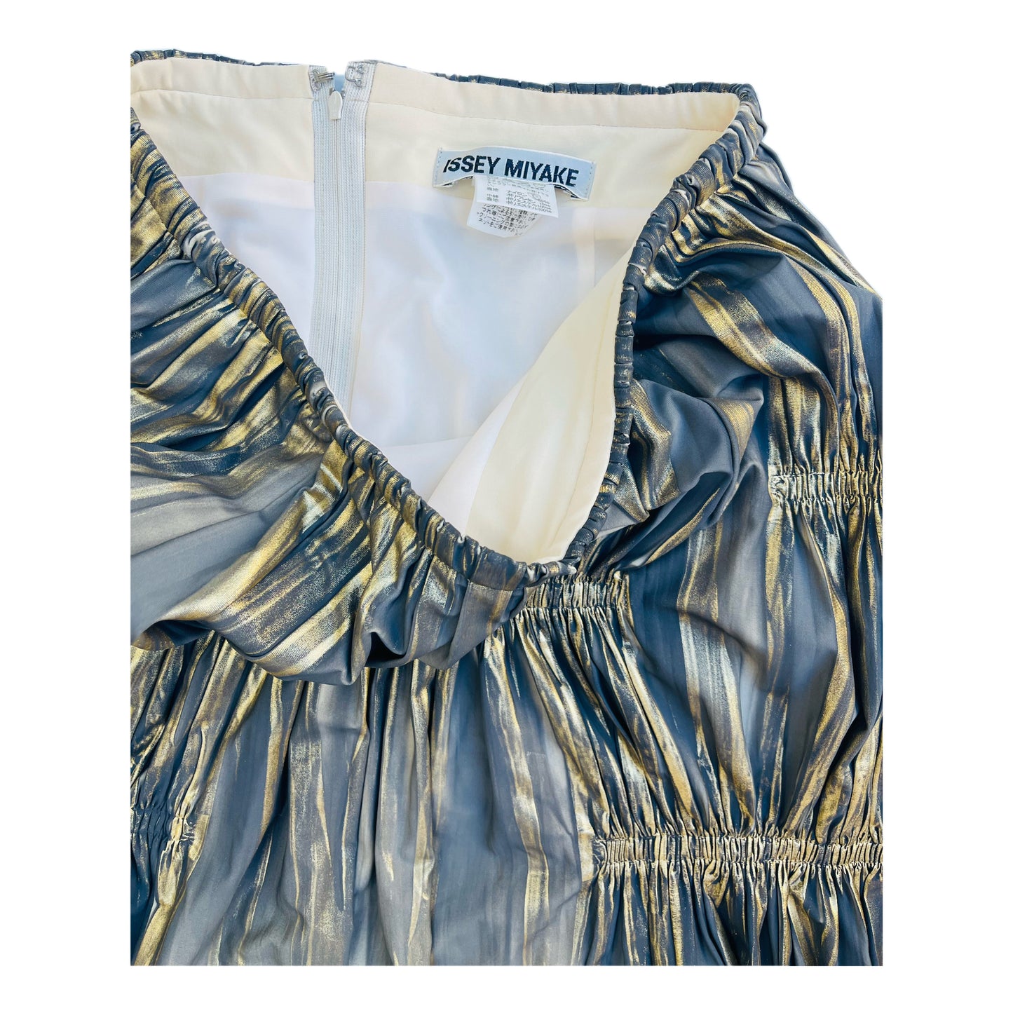 Issey Miyake Metallic Pleated Ruched Skirt