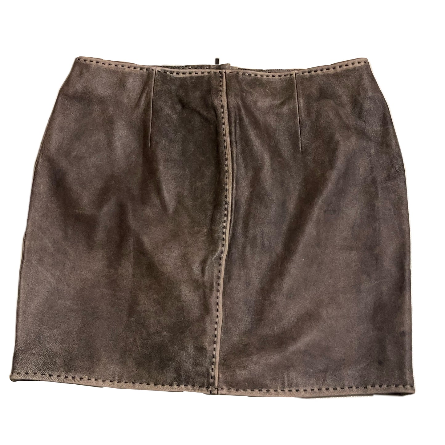 Sportmax Brown Leather Zipper Skirt