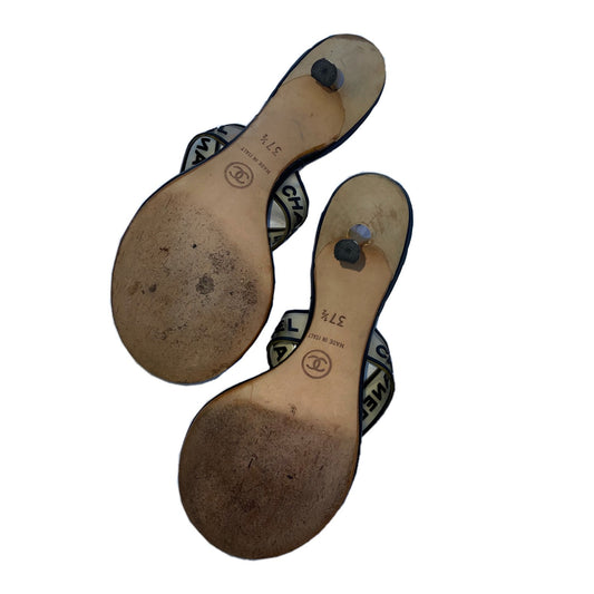 Chanel Rubber Logo Thong Sandal Heels