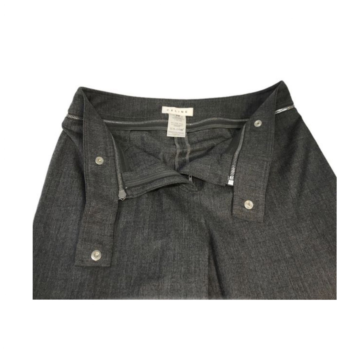 Celine Zipper Waist Bell Bottom Flare Pants
