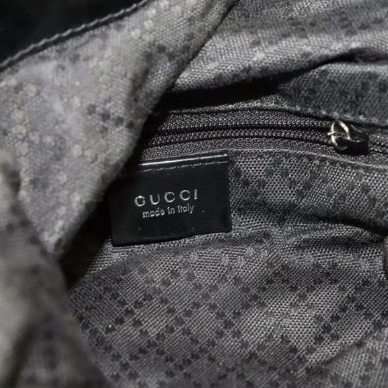 Gucci Large Black Coated Canvas Bamboo Handle Tote Bag