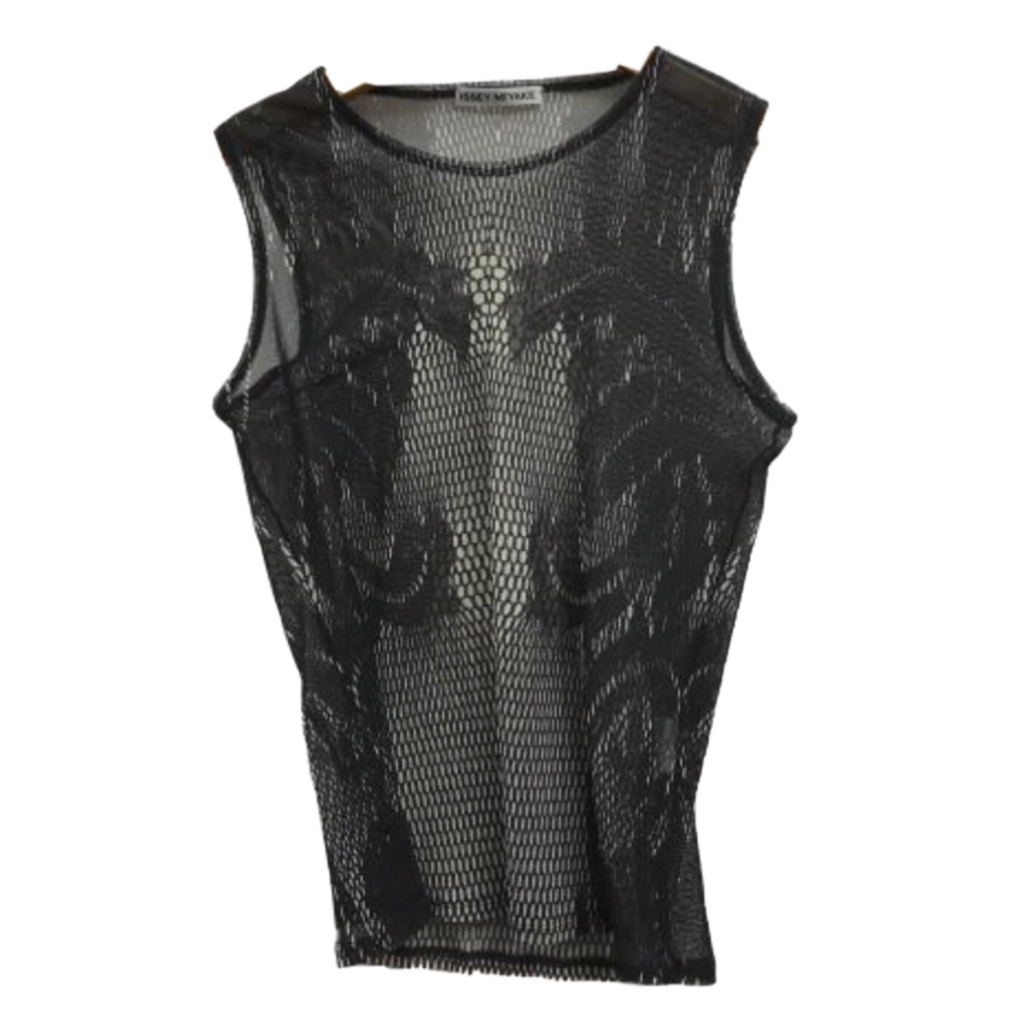 Issey Miyake Mesh Assymetrical Digital Scale Print Tank Top