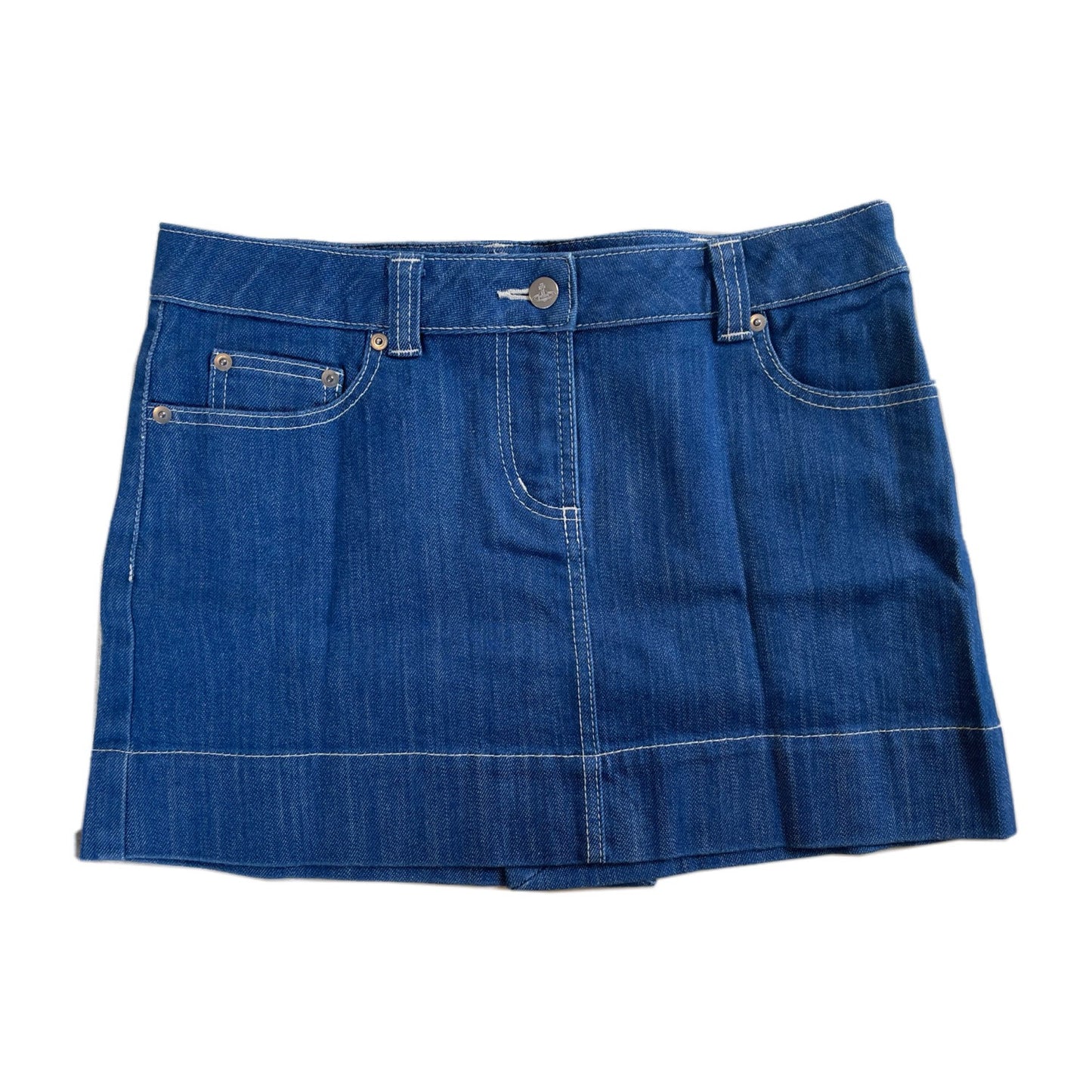 Vivienne Westwood Denim Orbit Stitch Logo Mini Skirt