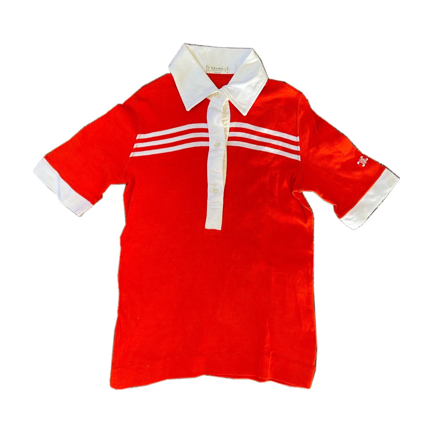 Celine Half Button Down Logo Knit Polo