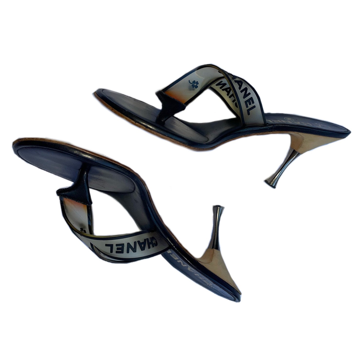 Chanel Rubber Logo Thong Sandal Heels