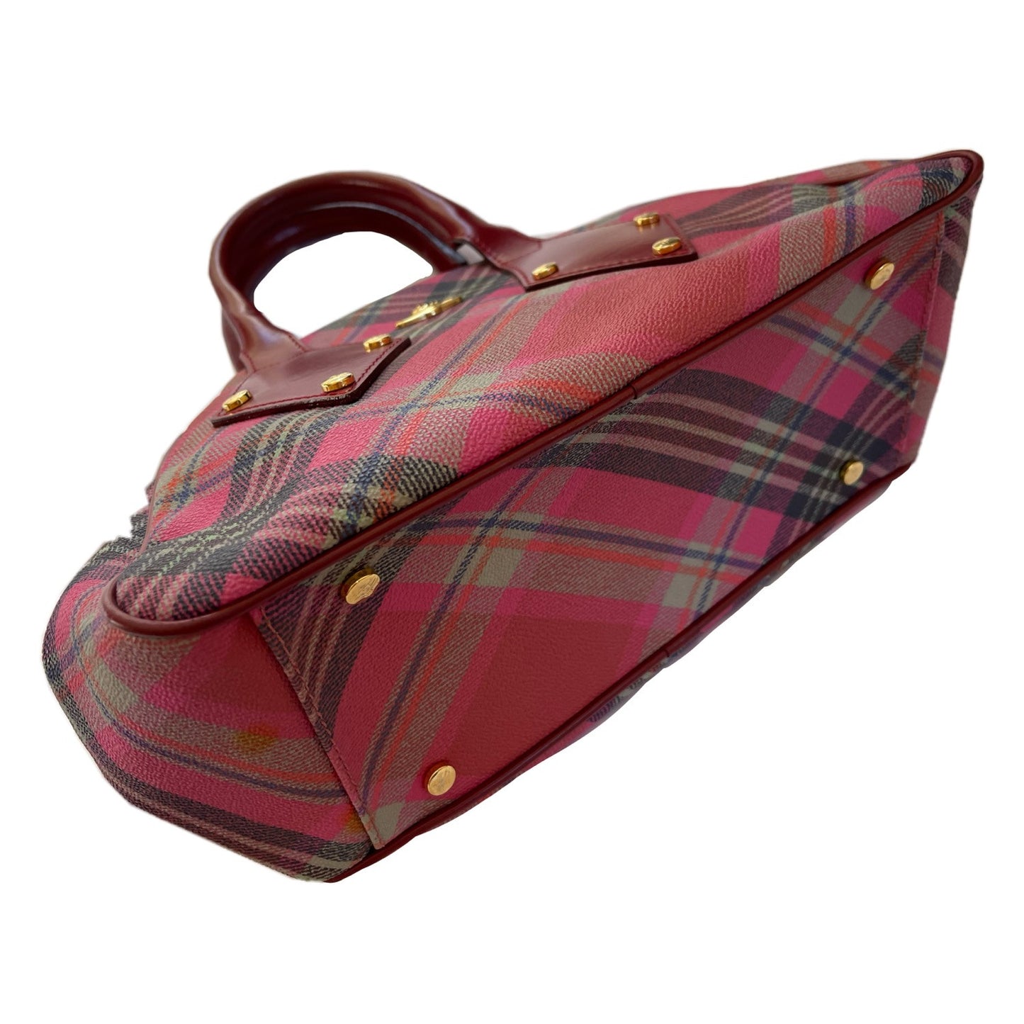 Vivienne Westwood Checkered Plaid Purse W Gold Detailing
