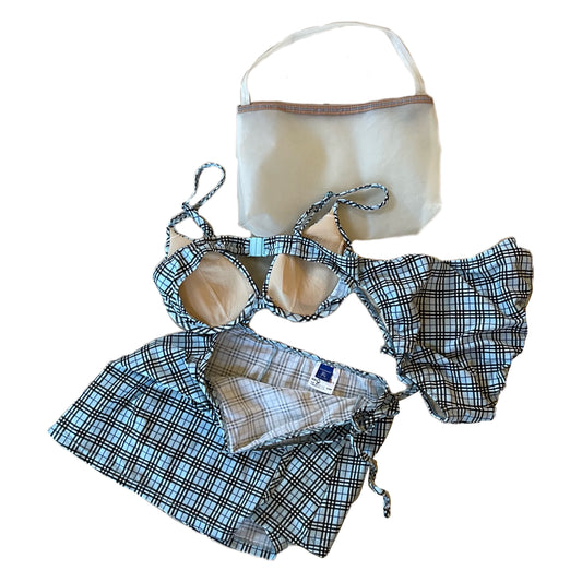 Burberry Blue Label Checkered 3 PC Bikini Set