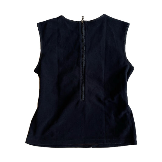 Prada Logo Fleece Zip Vest W/ Adjustable Cord